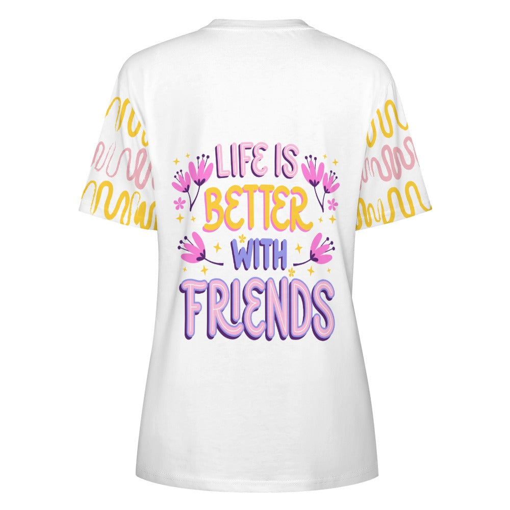 Happiness White Cotton T-Shirt