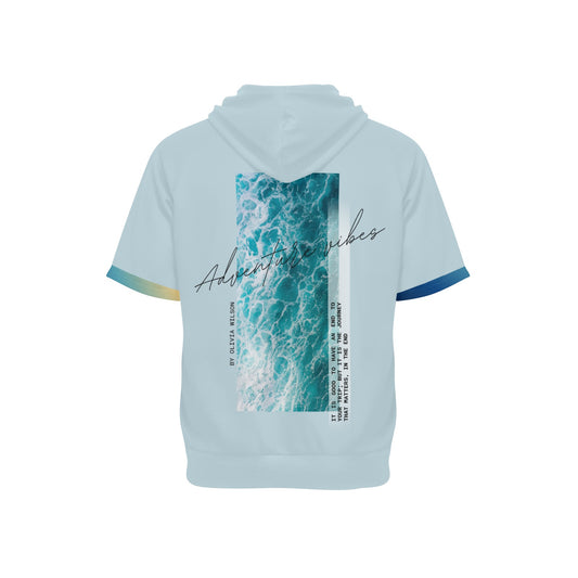 Adventure Vibes Blue Short Sleeve Hoodie