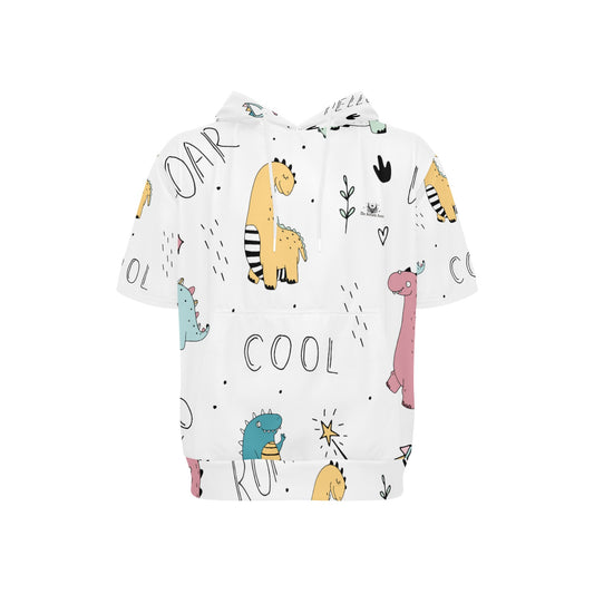 Dino White Short Sleeve Hoodie