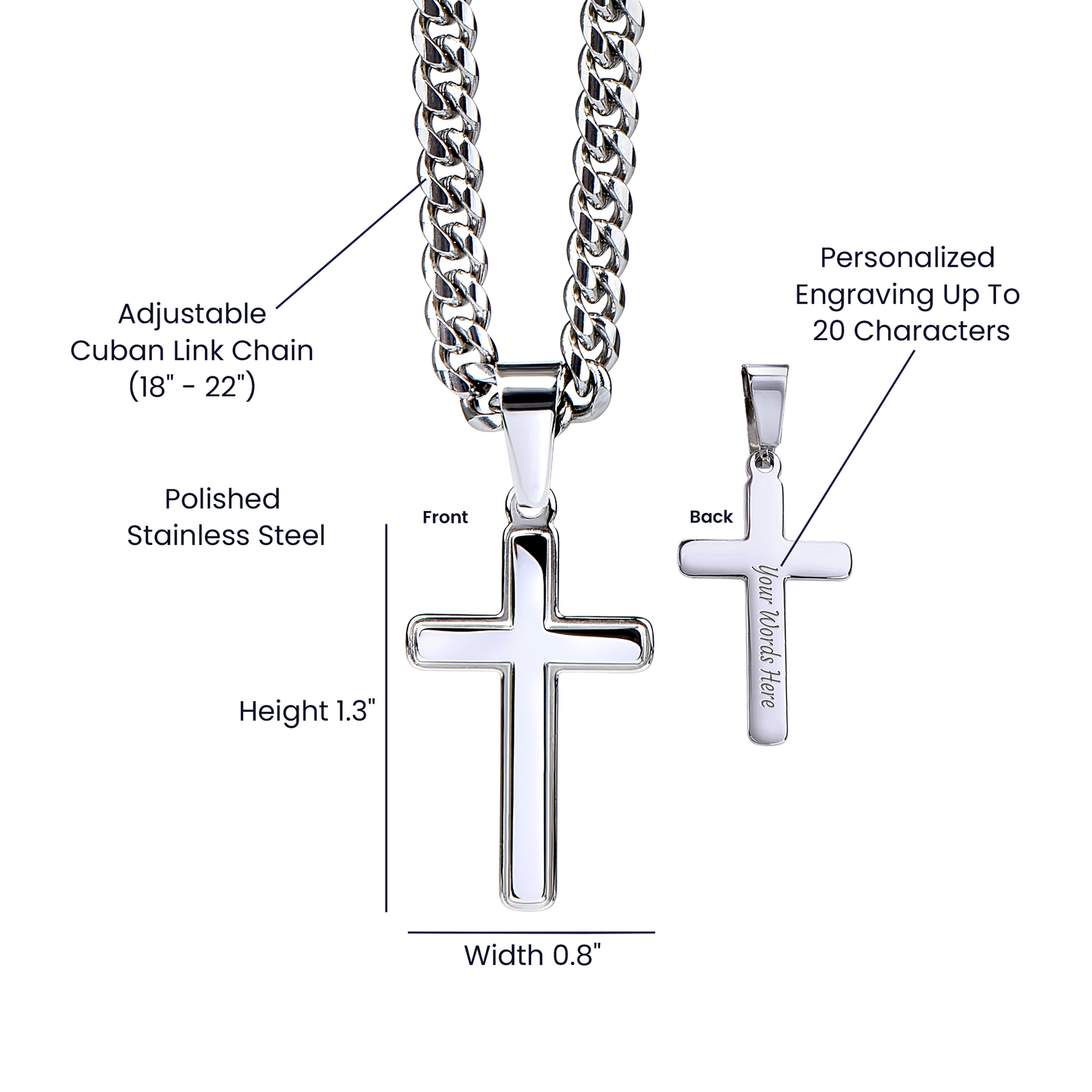 Cuban Link Chain with Engraved Artisan Cross