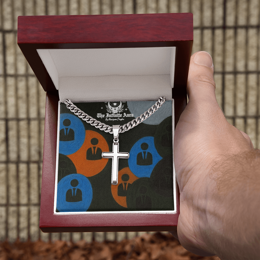 Cuban Link Chain with Engraved Artisan Cross