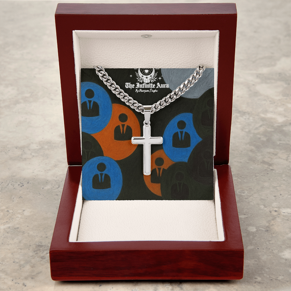 Cuban Link Chain with Engraved Artisan Cross