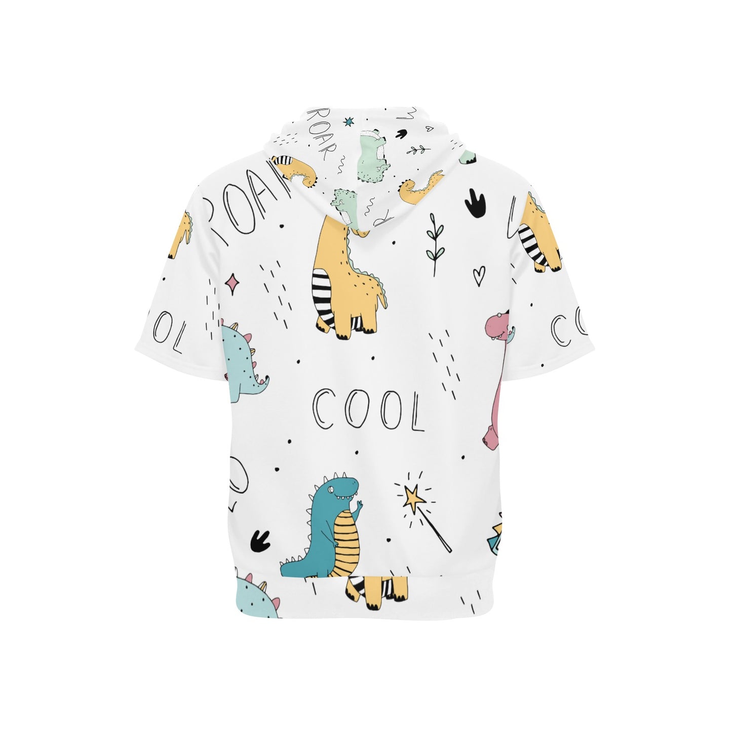 Dino White Short Sleeve Hoodie