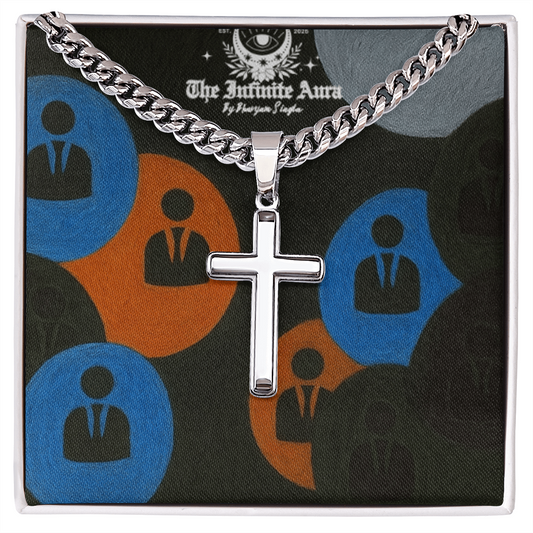 Cuban Link Chain with Engraved Artisan Cross