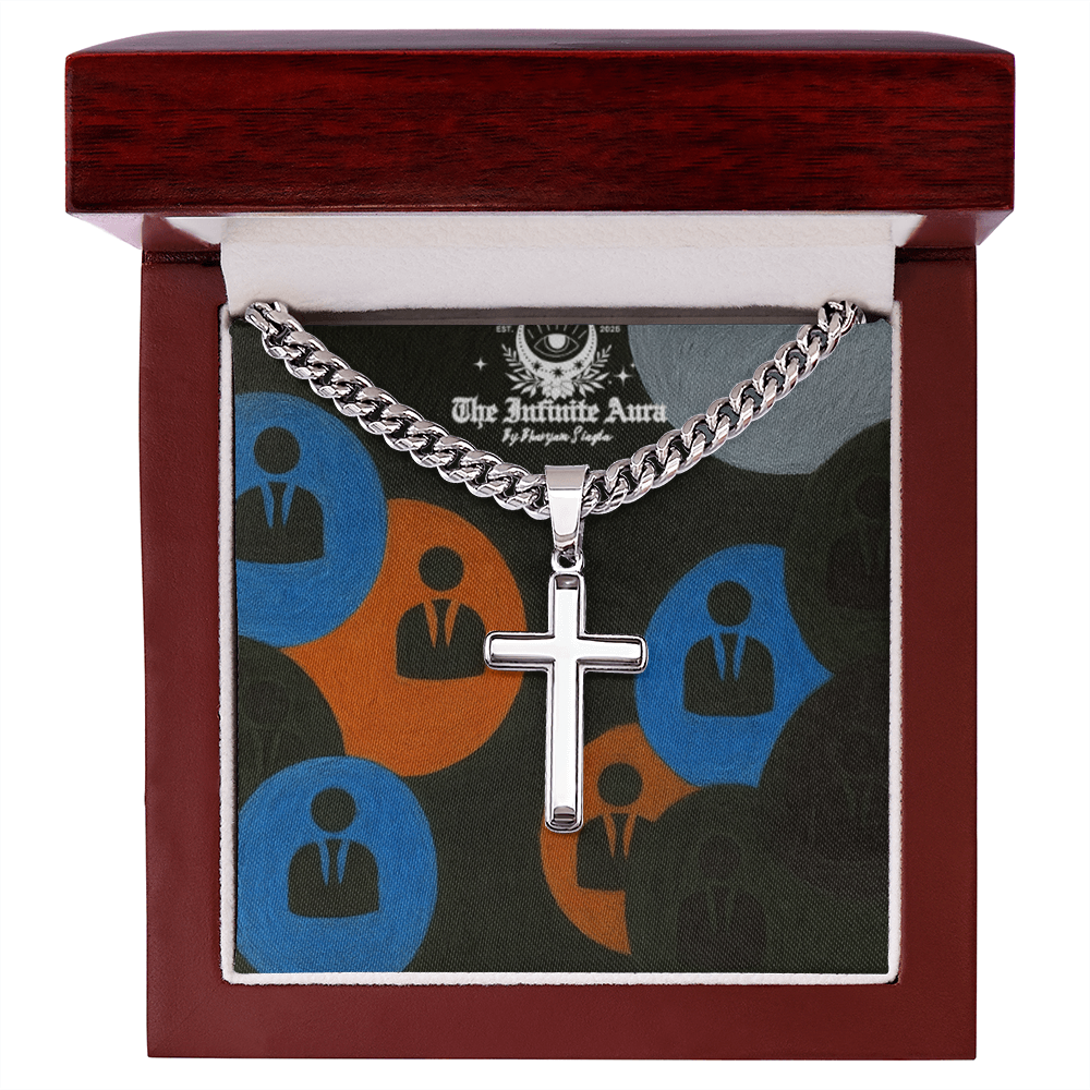 Cuban Link Chain with Engraved Artisan Cross